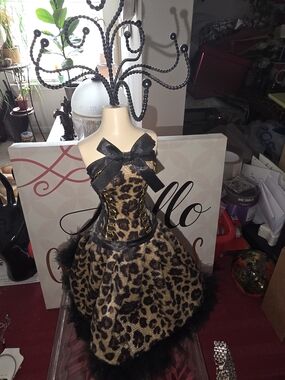 Girls' Leopard Print Costume Dress with Black Trim